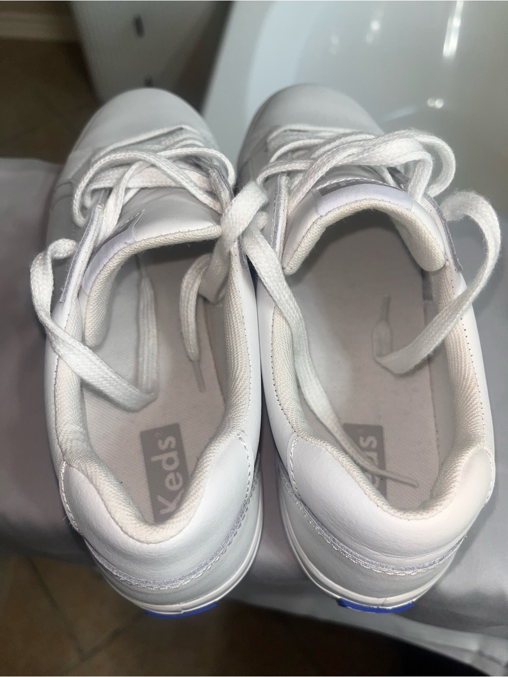Keds All-White Low-Top Lace-Up Sneakers - Picture 3 of 4